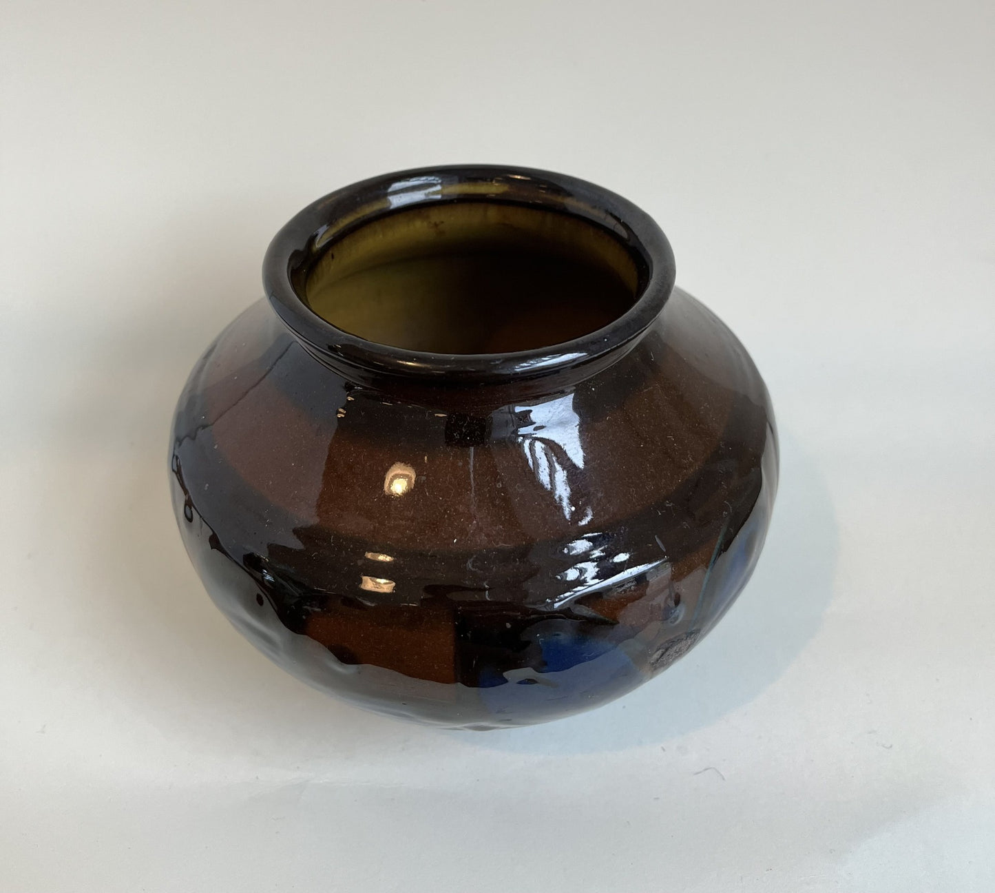 Older Kähler vase, navy blue/brown glaze - no. 1012