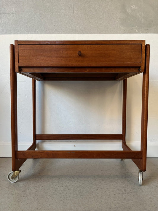 Beautiful old teak chest of drawers on wheels - no. 0006